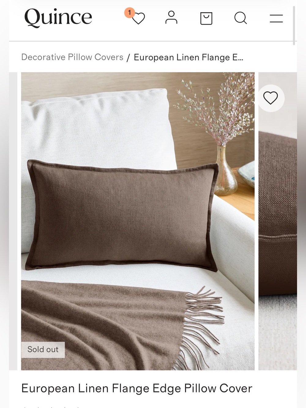 NEW QUINCE European Linen Flange Edge Pillow Cover, espresso, 12x20